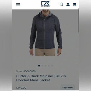 Cutter & Buck hoodie.Men  medium.Grey,red trim , embroidered trim ,front zip